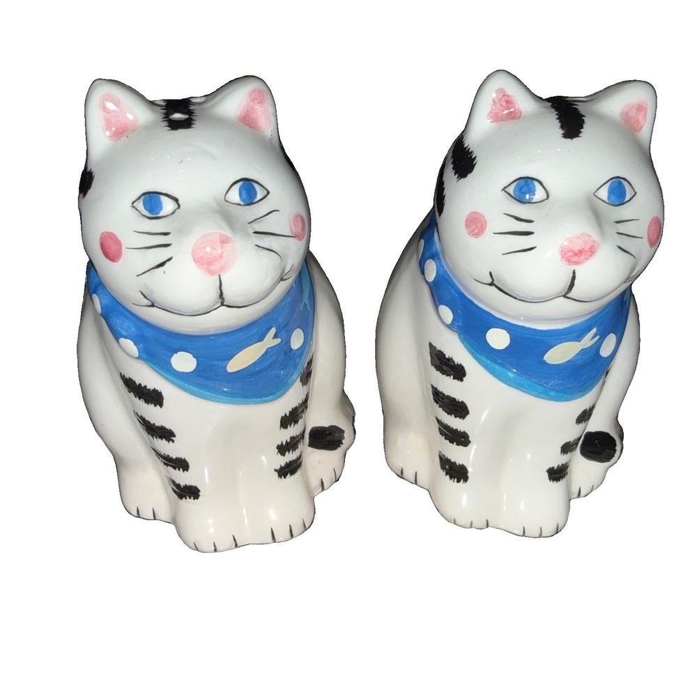 Vintage Salt Pepper Shakers Coco Dowley Cat Certified International Ceramic Fish